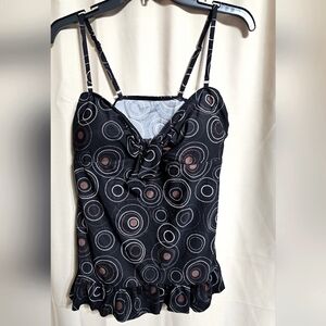 Stylish Black and Brown Women's Tankini Top